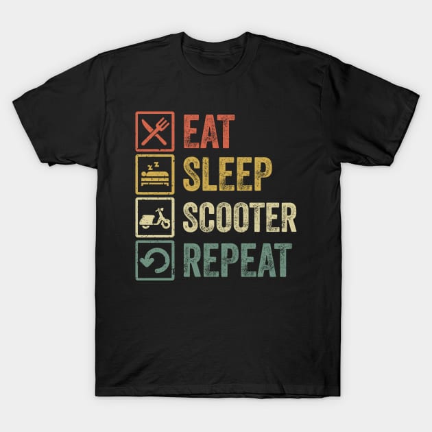 Funny eat sleep scooter repeat retro vintage gift T-Shirt by Lyume